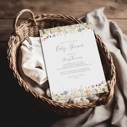Zalig kleurrijk Boho Wildflower Baby shower Kaart
