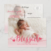 zalig | Pink Baby Girl Geboorteaankondiging Aankondigingskaart (Voorkant / Achterkant)