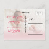 zalig | Pink Baby Girl Geboorteaankondiging Aankondigingskaart (Achterkant)