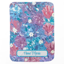 Zalige Blauwe Bloemen Baby Deken