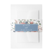 Zalige Bloemen, Stoffig Blauw en Groen Bruiloft Uitnodigingen Wikkel (Voorkant Voorbeeld)