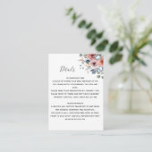 Zalige bloemendetails, stoffige blauwe bloemen informatiekaartje (Staand voorkant)