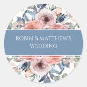 Zalige bloemrijke, elegante envelopzegel / gunst ronde sticker (Voorkant)
