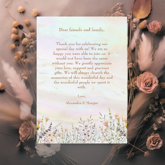 Zalige Blooms Bruiloft Flat Dank u Kaart