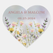 Zalige Blooms Bruiloft Hart Sticker (Voorkant)