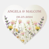 Zalige Blooms Bruiloft Hart Sticker (Voorkant)