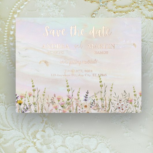 Zalige Blooms Bruiloft Save The Date Folie Feestdagen Briefkaart
