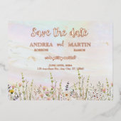 Zalige Blooms Bruiloft Save The Date Folie Feestdagen Briefkaart (Voorkant)