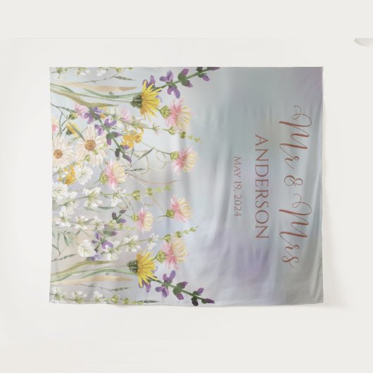 Zalige Blooms Bruiloft Wandkleed (Voorkant (horizontaal))