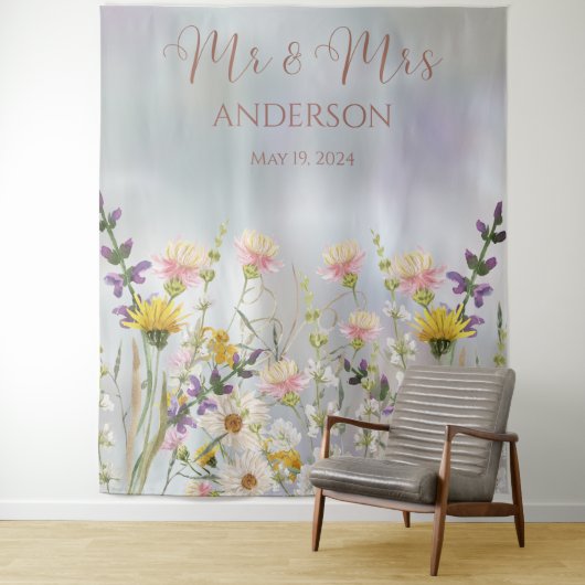 Zalige Blooms Bruiloft Wandkleed (In situ)