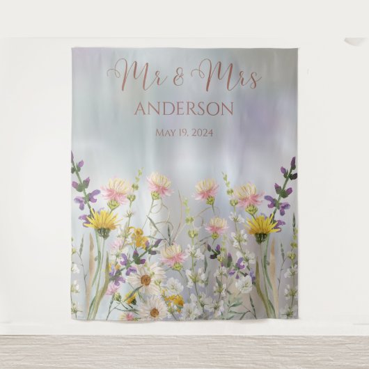 Zalige Blooms Bruiloft Wandkleed (Voorkant)