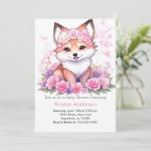 Zalige Boho Forest Fox Meadow Meisje Baby shower Kaart (Staand voorkant)