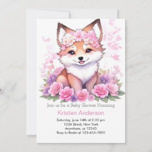 Zalige Boho Forest Fox Meadow Meisje Baby shower Kaart