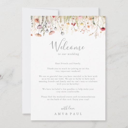 Zalige Boho Wildflower bruiloft welkomstbrief (Voorkant)
