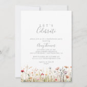 Zalige Boho Wildflower Let's Celebrate Party Kaart (Voorkant)