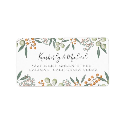 Zalige Bounty Botanische Bruiloft Retouradres Etiket (Voorkant)