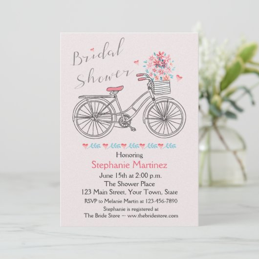 Zalige Bruids Fiets Douche Kaart (Staand voorkant)