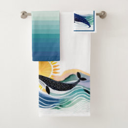 Zalige golven & walvissen handdoek set