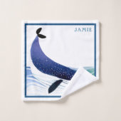 Zalige golven & walvissen handdoek set (Wasdoekje)