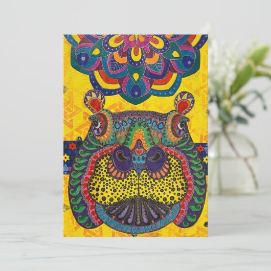 Zalige Hippo Blank Note Kaart (Staand voorkant)