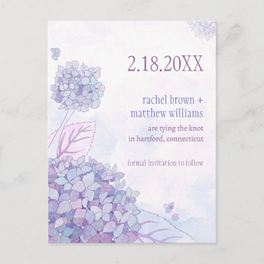 Zalige Hydrangeas Bruiloft Save the Date Aankondigingskaart (Voorkant)