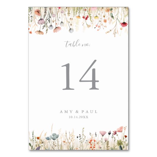 Zalige kleurrijke Boho Wildflower bruiloft Kaart (Voorkant)