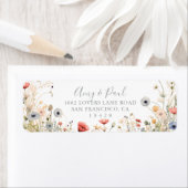 Zalige kleurrijke Boho Wildflower Retouradres Etiket (Insitu)