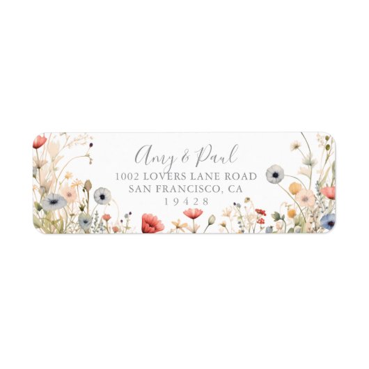 Zalige kleurrijke Boho Wildflower Retouradres Etiket (Voorkant)