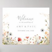 Zalige kleurrijke Boho Wildflower Wedding Welkom Poster (Voorkant)