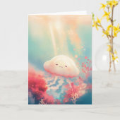 Zalige kwal in Gouden Licht Kaart (Gele Bloem)