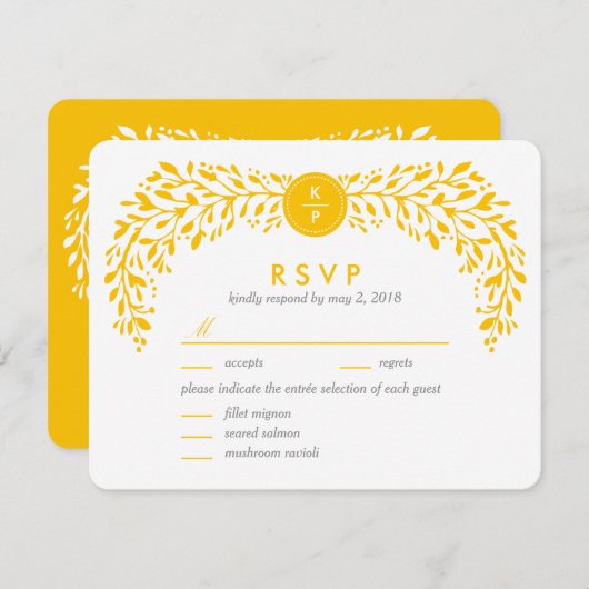 Zalige Laurel BEWERKBARE KLEUR RSVP-kaart RSVP Kaartje (Voorkant / Achterkant)