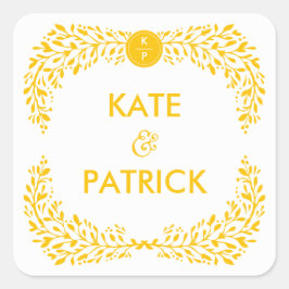 Zalige Laurel EDITABLE KLEUR Bruiloft Sticker