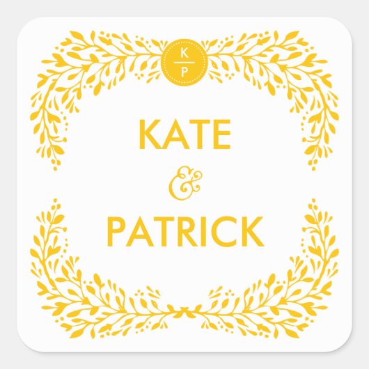Zalige Laurel EDITABLE KLEUR Bruiloft Sticker (Voorkant)