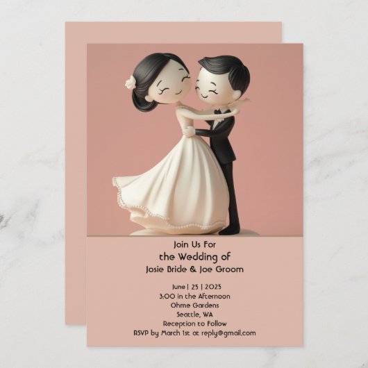 Zalige liefde bruiloft uitnodiging (Voorkant / Achterkant)