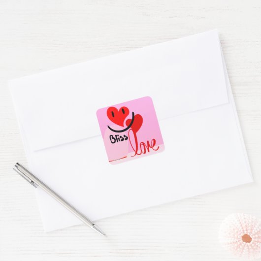 Zalige Liefde Valentijnsdag Vierkante Sticker (Envelop)