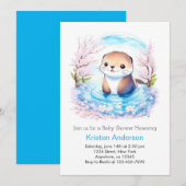 Zalige Otter Waterverf Paradise Boy Baby shower Kaart (Voorkant / Achterkant)