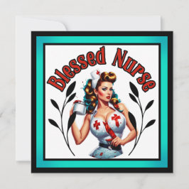 Zalige Pinup Verpleegster Feestdagenkaart