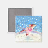 Zalige schaatsmuis magneet (Voorkant / Achterkant)