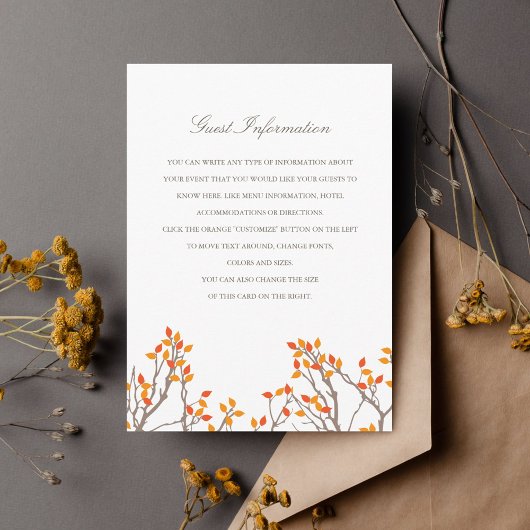 Zalige takken Bruiloft invoegen Informatiekaartje