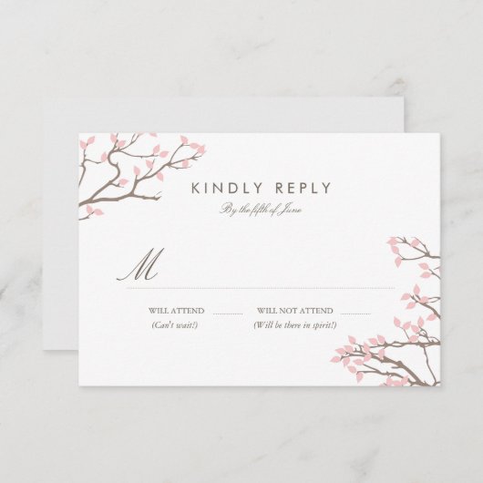 Zalige takken bruiloft RSVP (Voorkant / Achterkant)