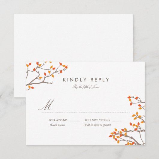 Zalige takken bruiloft RSVP Kaartje (Voorkant / Achterkant)