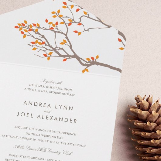 Zalige takken bruiloft uitnodiging met RSVP