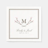 Zalige takken Trouwpapier servetten - roze (Voorkant)