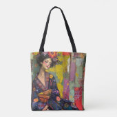Zalige vrouw in Kimono Tote Bag (Achterkant)