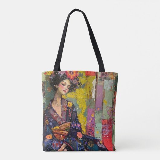 Zalige vrouw in Kimono Tote Bag (Achterkant)