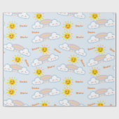 Zalige zonneschijn & regenboog Happy Clouds, zon Cadeaupapier (Vlak)