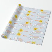 Zalige zonneschijn & regenboog Happy Clouds, zon Cadeaupapier (Uitgerold)