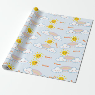 Zalige zonneschijn & regenboog Happy Clouds, zon Cadeaupapier