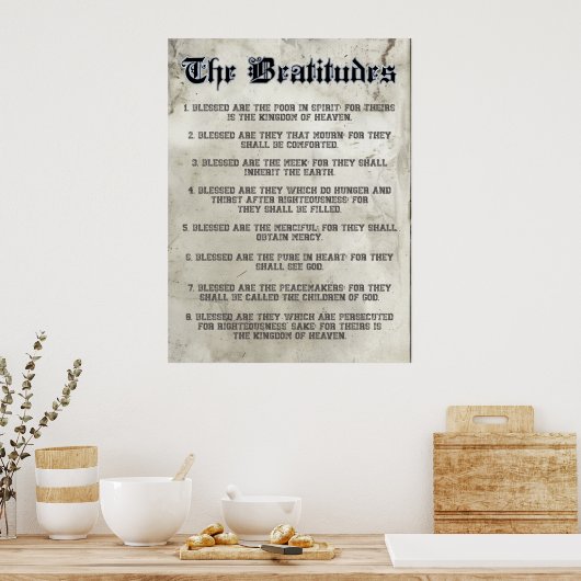 Zaligsprekingen Matteüs 5 Bergrede 3:4 Poster (Keuken)