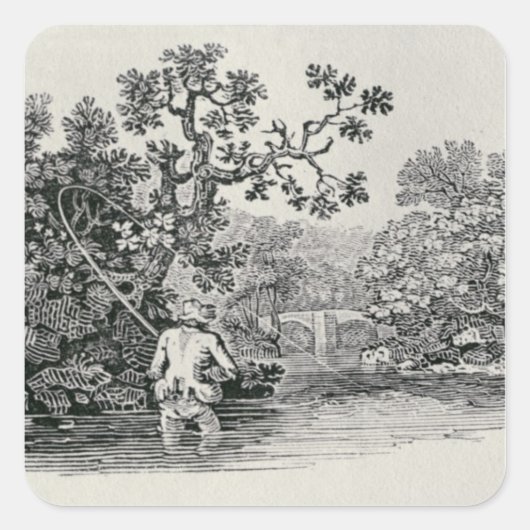 Zalm afspelen vierkante sticker (Voorkant)